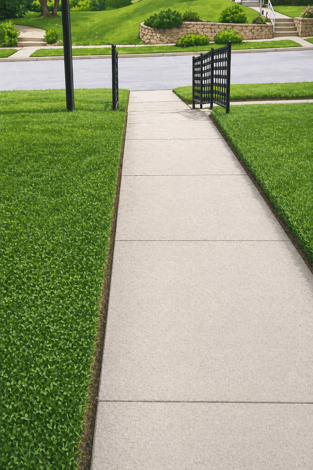 Lawn after professional edging — clean sharp edge